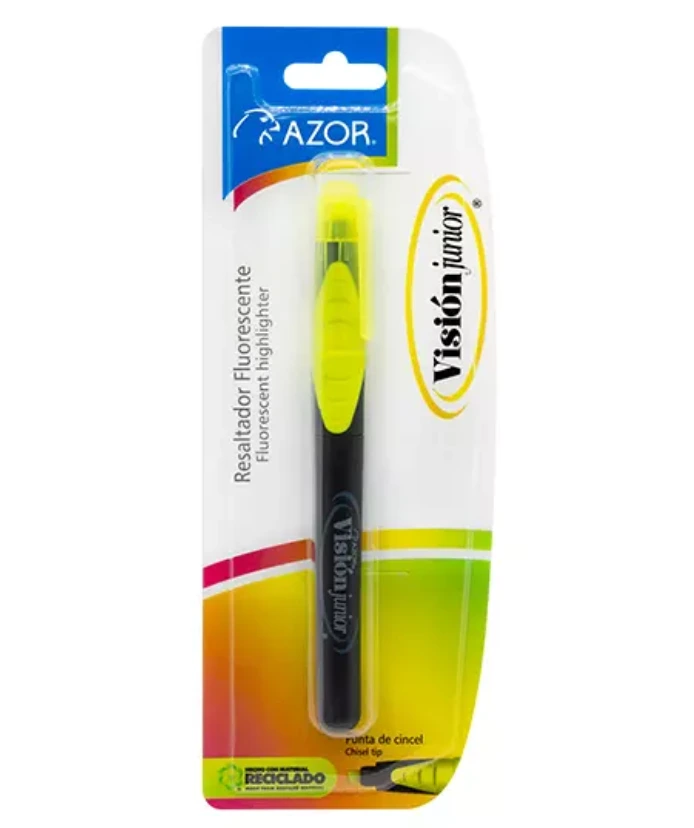 [AZO-MAR-2810AM] Resaltador de texto Vision Jr. punta cincel 4 mm color amarillo blíster