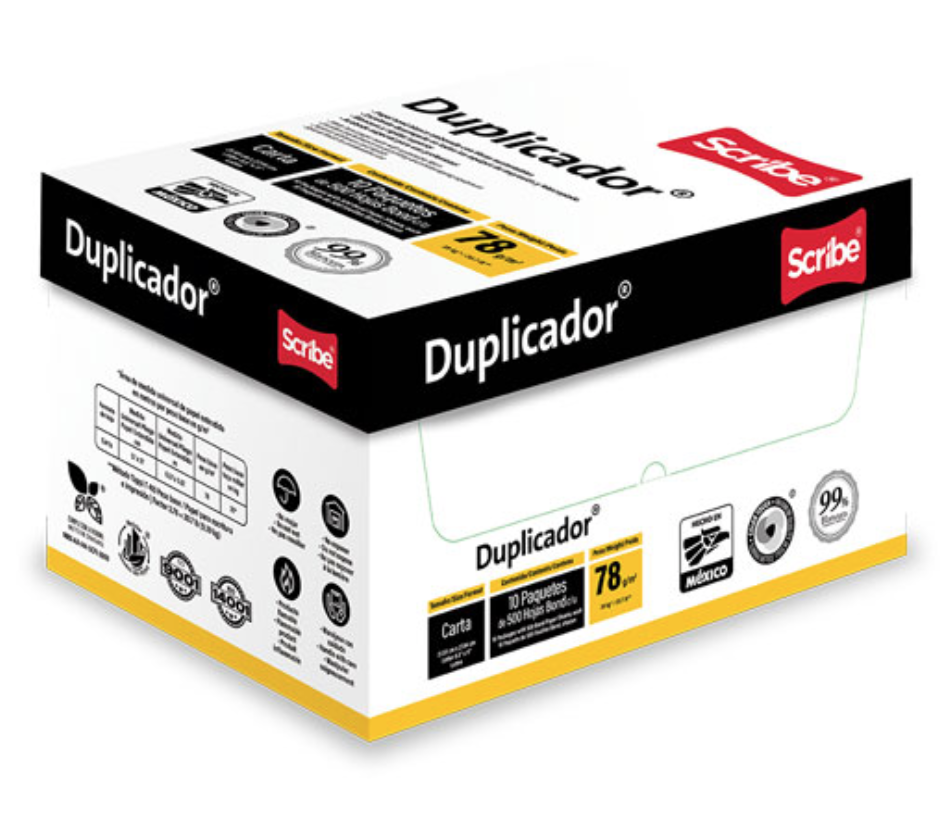 Papel bond Duplicador carta Scribe blancura 99% 78gr
