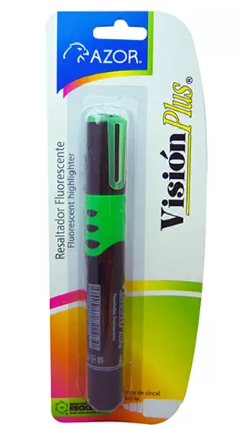[AZO-MAR-2610VE] Resaltador de texto Vision Plus punta cincel 6 mm color verde blíster