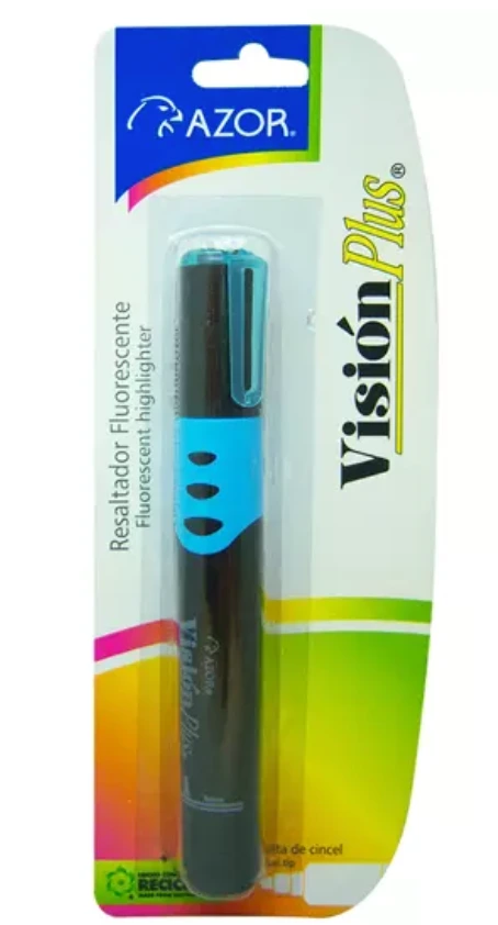 [AZO-MAR-2610AZ] Resaltador de texto Vision Plus punta cincel 6 mm color azul blíster