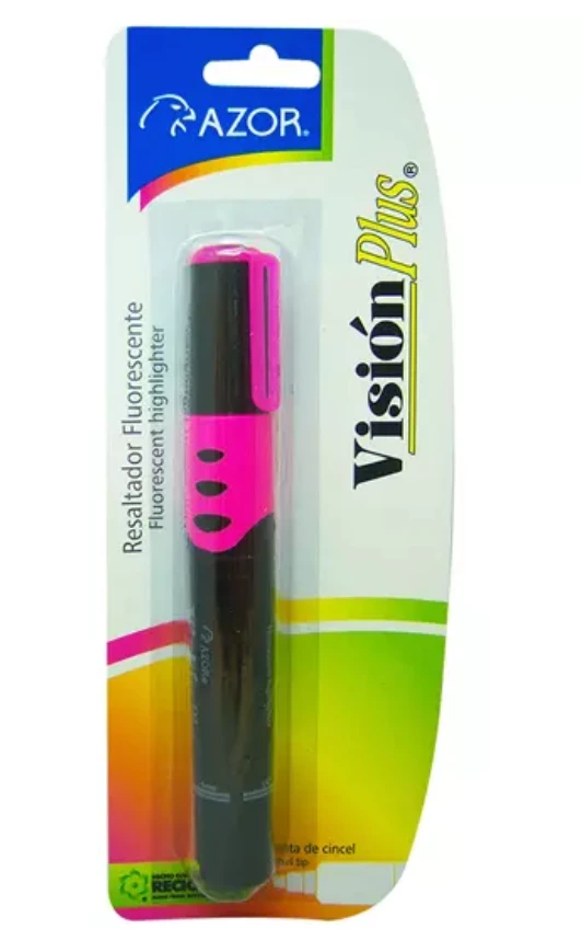 [AZO-MAR-2610RS] Resaltador de texto Vision Plus punta cincel 6 mm color rosa blíster