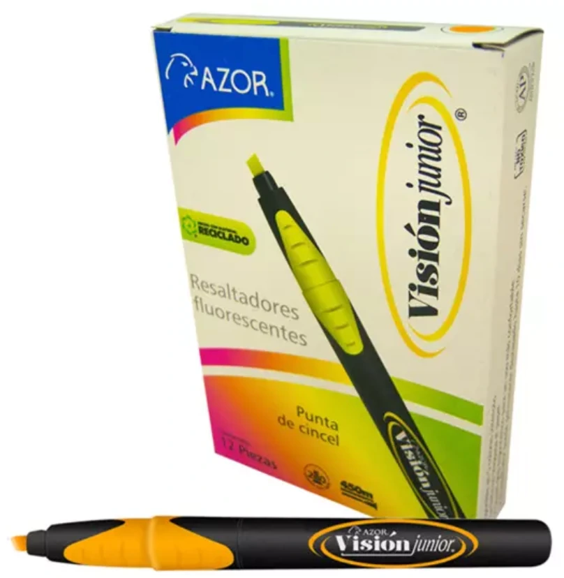 Resaltador de texto Vision Junior puntacincel 4 mm naranja caja con 12 pzas