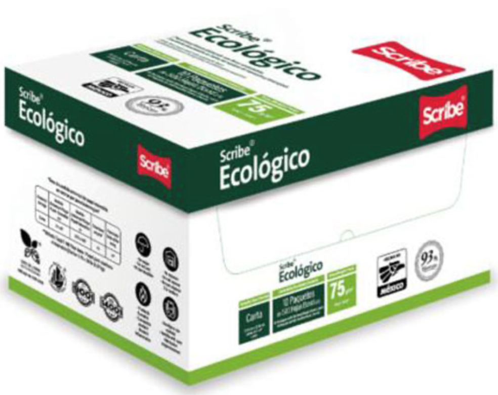 Papel bond Ecológico Scribe tamaño carta blancura 93% de 75 gr