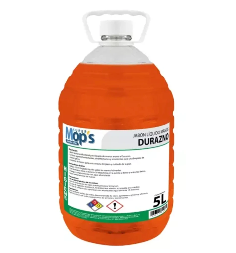 [MOP-JABDU-5L] Jabon para manos antibacterial Super mops aroma durazno 5 Lt.