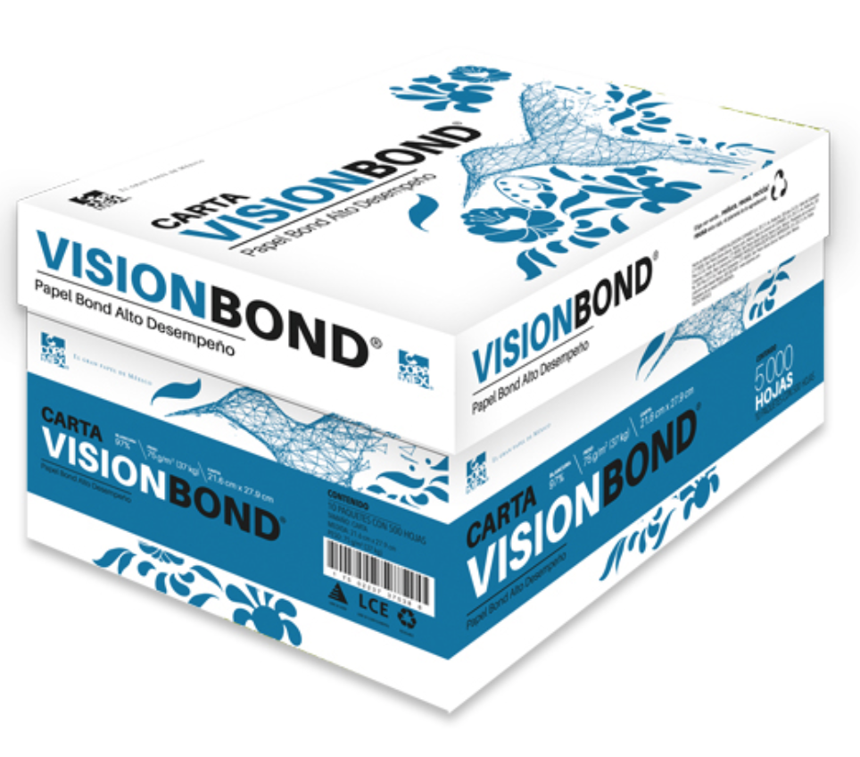 Papel bond Vision carta blancura 97% 75 gr