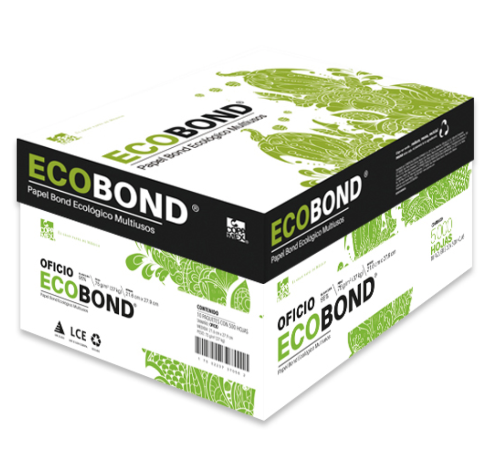 Papel bond Ecologico Ecobond oficio blancura 93% 75 gr