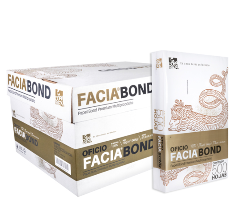 Papel bond Facia oficio blancura 99% 75 gr