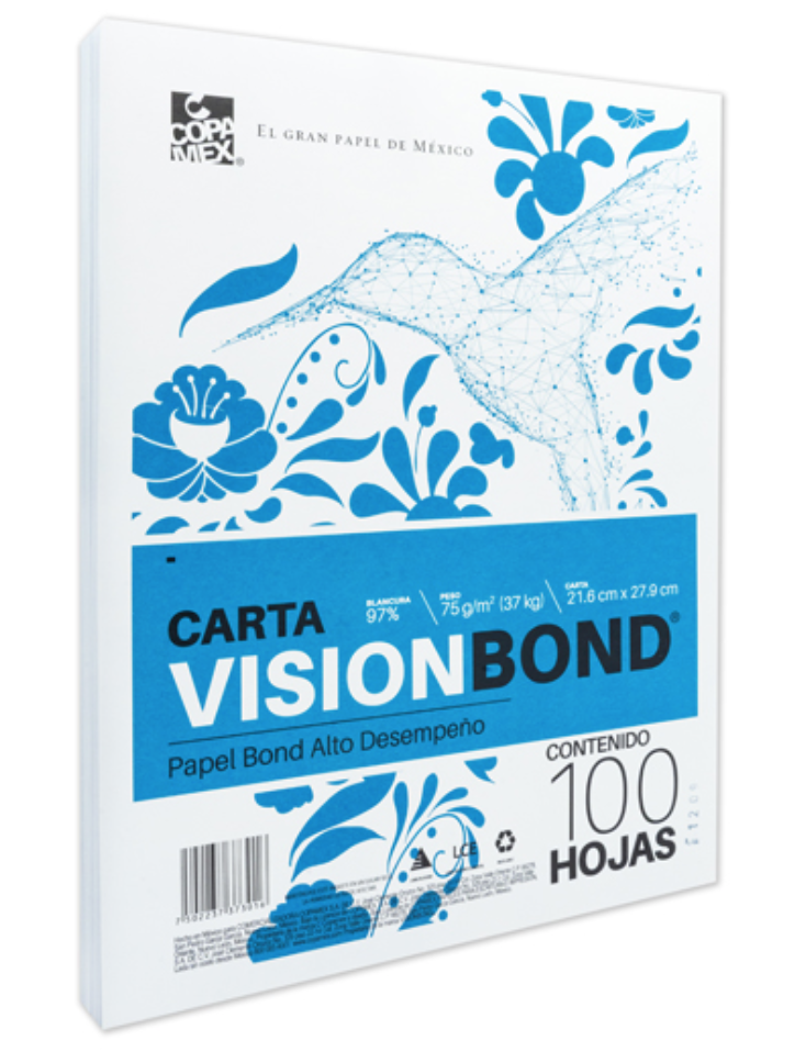 Papel bond Vision carta blancura 97% 75gr
