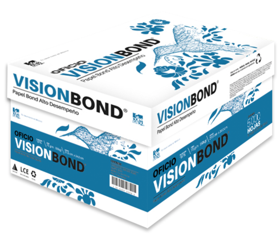 Papel bond Vision oficio blancura 97% 75gr