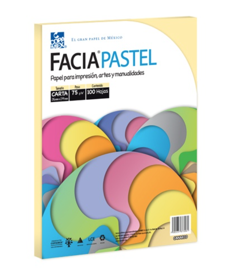[COP-PAP-ARCAMAR] Paquete de hojas de color Facia pastel tamaño carta color canario 75gr 100 hojas