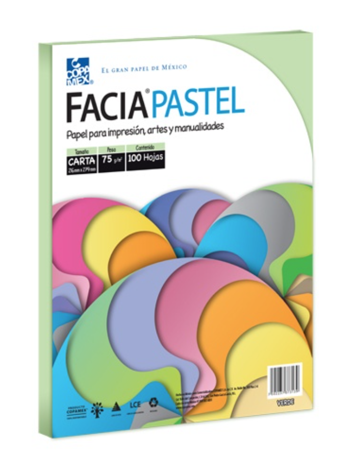 [COP-PAP-ARCVERD] Paquetes de hojas de color Facia Pastel tamaño carta color verde 75gr 100 hojas