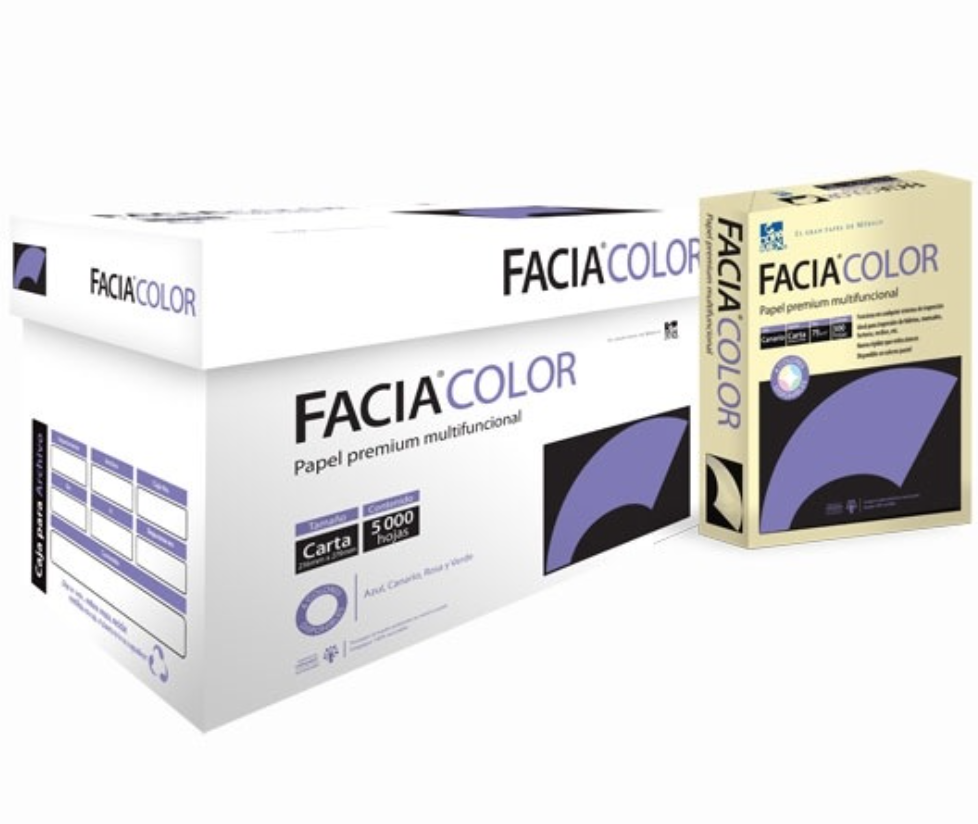Papel bond Facia Color canario tamaño carta 75 gr