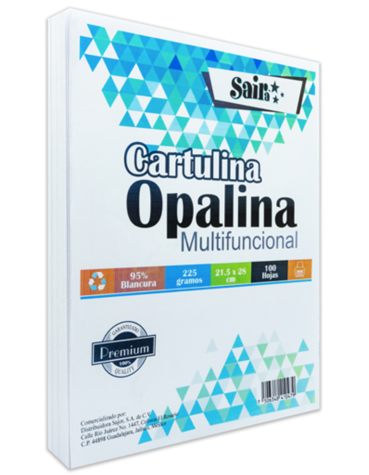 [SAJ-PAP-CAROP] Paquete de cartulina opalina blancura 95%225gr.Saira tamaño carta paquete 100 hs