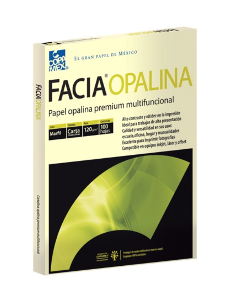 [COP-PAP-OPALMAR] Paquete de papel opalina marfil 120gr. Facia tamaño carta paquete 100 hs