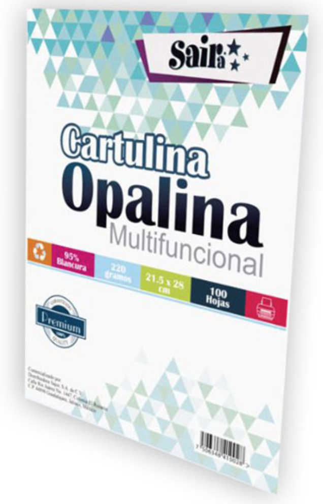 [SAJ-PAP-CAROPA] Paquete de cartulina opalina blancura 95%220gr.Saira tamaño carta paquete 100 hs