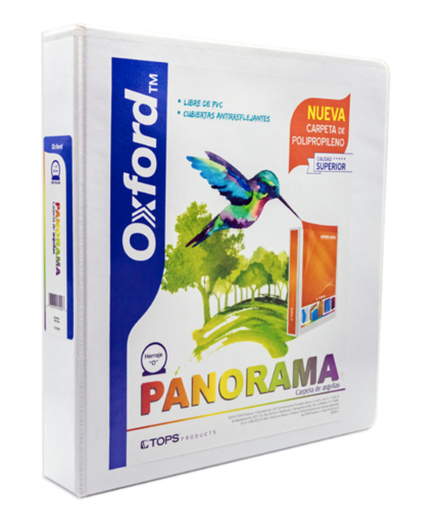 Carpeta panorámica Oxford carta color blanco de 1.5" herraje "O"