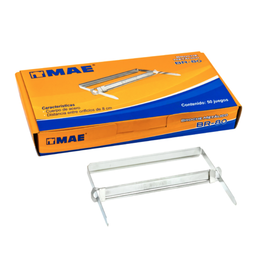 Caja de broches metálicos mae 8 cm con 50 juegos	